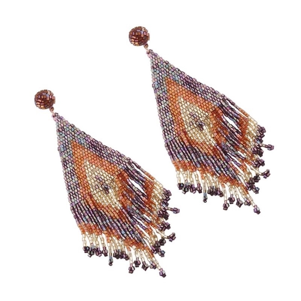 New Free People Beaded Boho Earrings - Picture 3 of 6